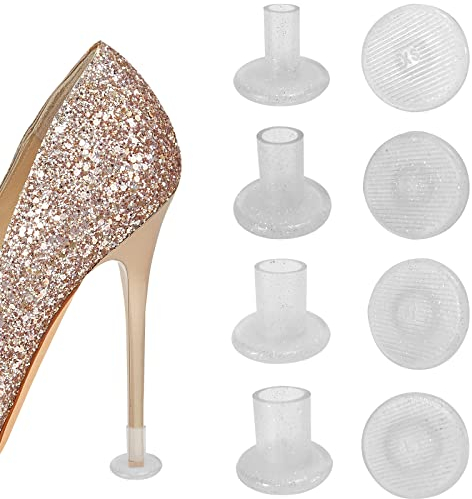Absatzschoner High Heels 4 Größen, Glänzend Absatzschoner Tanzschuhe High Heel Protector Absatzschoner für High Heels Absatzschoner Sohle für Gras für Hochzeiten im Freien (4-Paar Runde)