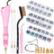 Hotfix Applikator, Strasssteine Applikator Werkzeug Hotfix Strass Applikator Set mit 7 Applikatorspitzen & Hotfix Strasssteine Glitzersteine für Textilien Stoff Craft