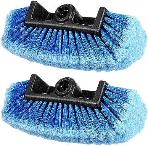 Tanlade 2 Pcs Car Wash Brush Heads Soft Bristle Flow Thru,10 Inch,Blue