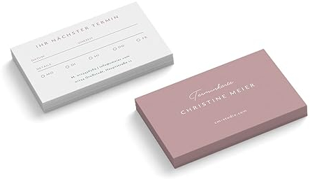 Terminkarten personalisieren | rosa | blau | 2-seitig | Querformat | Menge + Farbe wählbar | Terminzettel | nächster Termin | Kosmetik | Wellness | Beauty | Terminblock (Rosa, 500 Stück)