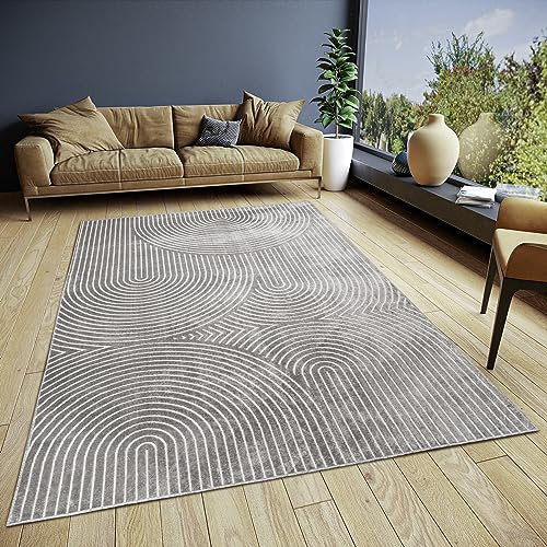 Hanse Home Faron Teppich Wohnzimmer – Kurzflor (Höhe: 3mm) Wohnzimmerteppich Skandinavisches Boho Muster 3D Effekt Geometrisch Modern für Schlafzimmer, Esszimmer, Kinderzimmer – Grau, 160x230cm