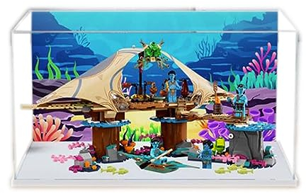 Acryl Vitrine für Lego Avatar Der Weg des Wassers Metkayina Reef Home 75578 Modell - Staubdichte Anti-UV Aufbewahrungsbox - Sammler (Hintergrund B)