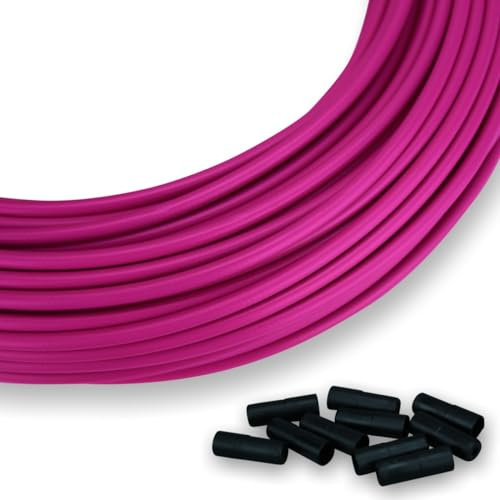 Fahrrad Bremszughülle ⌀ 5 mm, 4 Meter, gerollt, farbig, Farben zur Auswahl, Schaltzughülle 5 mm Bremsaußenhülle Außenhülle Bremszug Bowdenzug (Bremszughülle, pink)