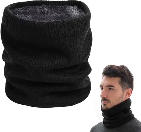 Jinlaili Schal Herren Damen Winter, Winter Halsschlauch Ski, Schlauchschal Halstuch, Halswärmer Gesichtsschal Fleece, Loop Schal Männer Frauen, Warm Dick Loopschal Nackenwärmer für Outdoor (Schwarz)