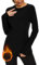 WOWENY Thermo Oberteil Damen Schwarz Fleece Shirt Langarm Thermoaktive Thermounterwäsche extra warm Unterhemd Langarmshirt leicht Skiunterwäsche Wandershirt(Schwarz, XS)
