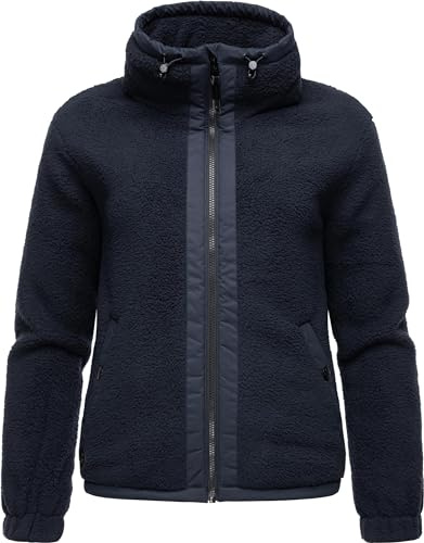 Ragwear Damen Fleecejacke Kurze Teddyfleece-Jacke warm mit Kapuze Nordicka Navy24 Gr. M