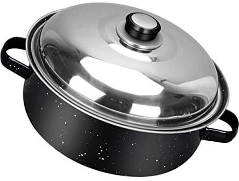 LIFKOME Covered Round Roaster Round Cast Iron Roasted Sweet Potatoes Household Roasting Pot