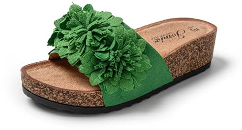 JOMIX Clogs Damen Sommer Sandalen mit Strass Frauen Bohemian Sandals Freizeit Strand Sandalette Plateau Clogs (Grün, 39 EU, SD9172)