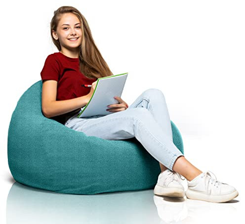 Aiire Petit Pouf Enfant Moderne - Pouffe Salon Interieur avec Remplissage pour Decoration de la Chambre ou Gamer - Bean Bag Chair Ado ou Bebe XXL Rond Vert