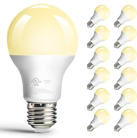 phopollo E27 Screw Led Bulb, Warm White 2700K, 60 Watt Equivalent Screw in Light Bulbs, 9W E27 Edison Screw, Standard Energy Saving Bulb for Lamp, 800Lumen, Non-Dimmable, 220-240v 50hz, 12 Pack