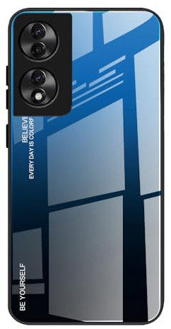 Dedux Coque pour Honor 90 Smart 5G / Honor X7b 4G / 5G, Etui Dégradé de Couleur Verre Trempé Back Coque + Souple Silicone TPU Case Cover Protection Antichoc Housse (Bleu/Noir)