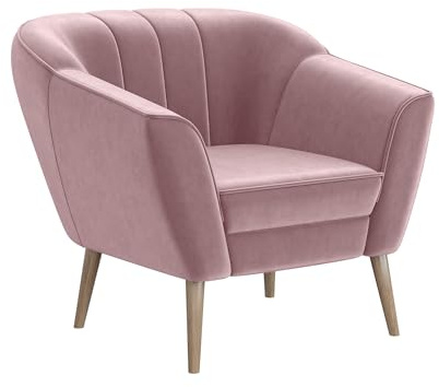 MEBLINI Sofa Sessel für Wohnzimmer - Mini Lounge für eine Person - Loungesessel - Armlehnstuhl - Armchair - KAIA - 1 - Rosa Samt