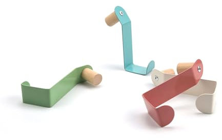 0XBIT Attaccapanni da Porta, 4 pezzi Gancio Appendiabiti a Quattro Colori, Maniglia in Legno Gancio Porta, per Porte del Soggiorno, Porte Delle Camere da Letto, Porte Degli Armadi e Porte del Bagno