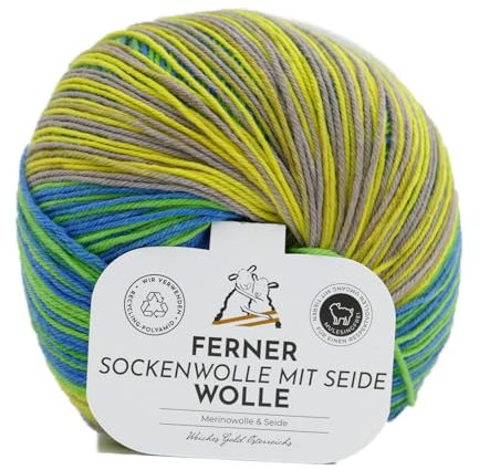 Ferner Wolle Sockenwolle 4-fädig mit Seide und Farbverlauf | Sockengarn, Strumpfwolle | 100g (721-24)