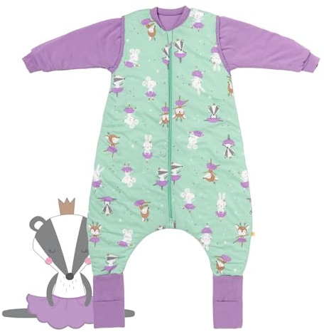 schlummersack Schlafsack mit Füßen ganzjährig 2.5 Tog 100 cm Ballerina | Kinder Schlafsack mit Beinen und verlängerten Bündchen für eine Körpergröße 100-110cm | Ganzjahres Füßen