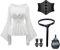 YRTBGD Piratenkostüm Mittelalter Kleidung Damen Vintage Bluse mit Korsett Gürtel Gürteltasche für Halloween Karneval (Weiß, S)