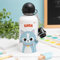 Transparent Gift Botella de Agua Infantil Personalizada con Nombre Animales de Colores Niño y Niña para Colegio. Cantimplora Niños. Regalo de Cumpleaños y Vuelta al Cole. Aluminio con Tapón y Pajita