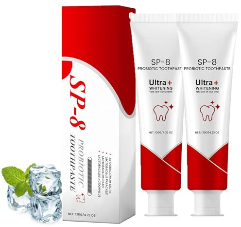 SP-8 Zahnpasta 120G,SP-8 Ultra Whitening Zahnpasta,SP 8 Toothpaste,Probiotics Bright White Zahnpasta,Frischer Atem,Tiefenreinigungs-Pflegezahnpasta Zur Entfernung Von Zahnaufhellungsflecken (2)