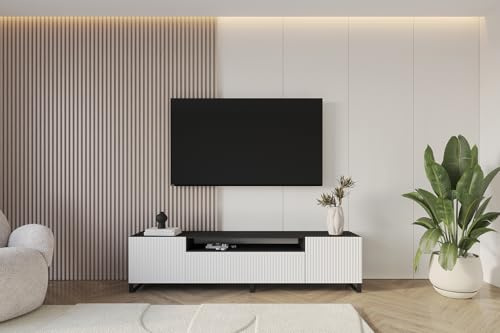 ALTDECOR TV-Schrank Fernsehtisch - NOA-2-S - 200x53x41 - Schwarz/Weiß | Lowboard TV Möbel TV Cabinet Fernsehschrank für das Wohnzimmer TV Kommode TV Tisch TV Sideboard TV Board