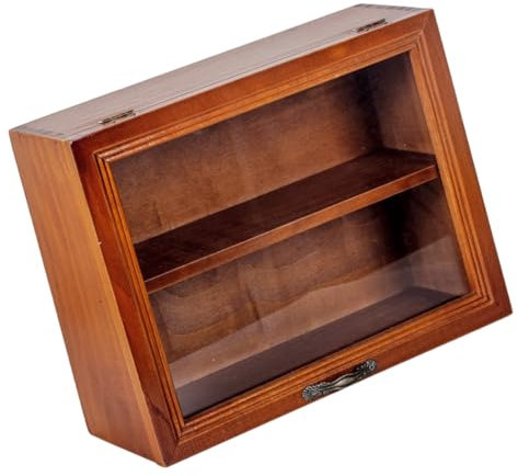 TOKIDNY Vintage Display Cabinet Aus Massivem Holz Mit Flip-acryl-tür Kleiner Desktop-sammelvitrine Für Figuren Stabile Struktur Multifunktionaler Aufbewahrungsständer Und Wandmontage Mögli