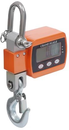 Digitale Kranwaage 500KG, Elektronische Hängewaage Industrie Hängende Waage Tragbare LCD Zugwaage mit Haken (Orange)