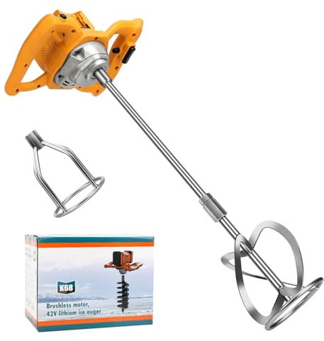 Agitatore a batteria per vernice e calcestruzzo compatibile con batteria Dewalt da 20 V (senza batteria), miscelatore per malta senza spazzole a 6 velocità e 2 bacchette per miscelazione di malta per