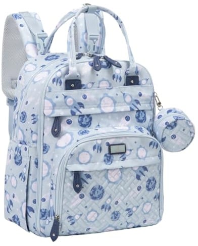 BabbleRoo Baby-Wickeltasche, Wickelrucksack, große Kapazität, wasserabweisend, 17 Taschen, Wickelunterlage, abnehmbarer Schnulleretui, Kinderwagengurte, Reisetasche Unisex, 26L