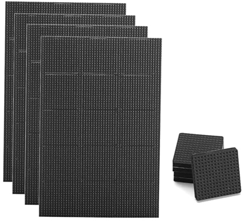 60 Pièces Patins Antidérapants Carrés en Caoutchouc, Patins Autocollants Protecteurs De Meubles, Protections De Sol pour Bois/Carrelage/Parquet, Pieds De Table/Chaise/Lit – Noir