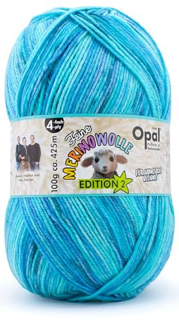 Opal Feine Merinowolle Edition 2, 4-fach Strickgarn, 75% Merinowolle Superwash, 100g Knäuel, 425m Lauflänge, für Socken und Accessoires (11633 weich)