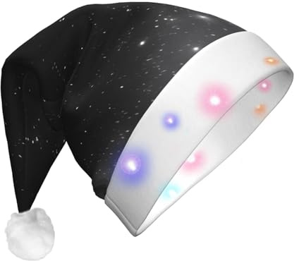 XZDAL Schwarz-weiße Galaxie-Weihnachtsmütze für Erwachsene, Weihnachtsmann-Kostüm-Zubehör