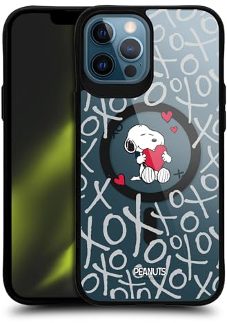 Head Case Designs Offizielle Peanuts XOXO Snoopy & Freunde Black Shockproof Bumper Case [Military Grade Protection] Compatible with Apple iPhone 12 Pro Max and Compatible with MagSafe
