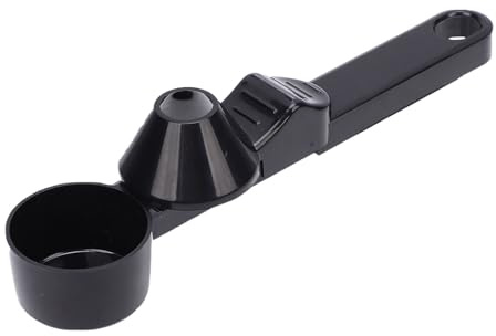 LUCKDANO Cuchara de café con embudo, 2 cucharadas, cuchara medidora, nivelador de base para té de fórmula proteica (NEGRO)