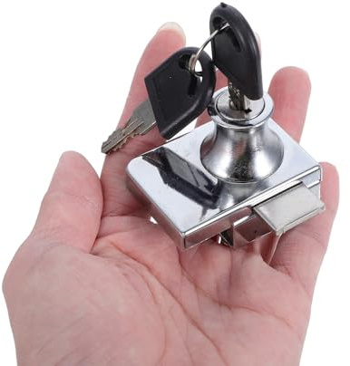 NAMOARLY High-Security Sliding Glass Door Lock with Key for Ice Cream Freezers Wear-Resistant Steel Construction Easy-Operate Sliding Mechanism Compatible with Refrigerators and Display