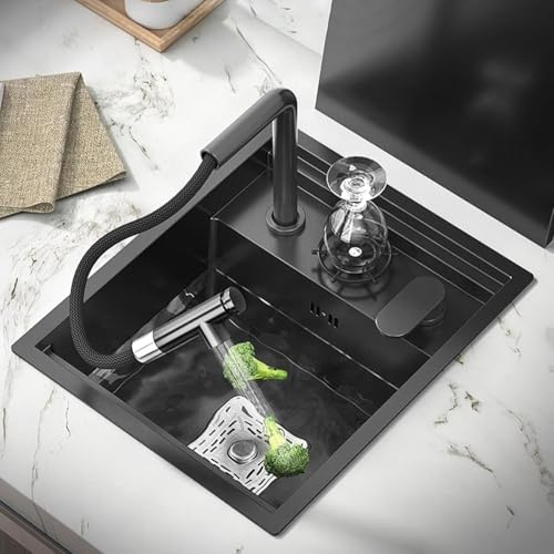 BYFHHHH Évier De Cuisine Encastré avec Lave-Tasse, Évier Encastré en Acier Inoxydable, Évier sous Plan, pour Petite Cuisine, Bar De Préparation De Camping-Car A