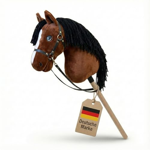 Equiathletic Hobby Horse – Steckenpferd für Kinder mit Halfter | großes Hobby Horse Pferdespielzeug für Mädchen & Jungen | hochwertiges Steckenpferd in Größe A3 (Braun)