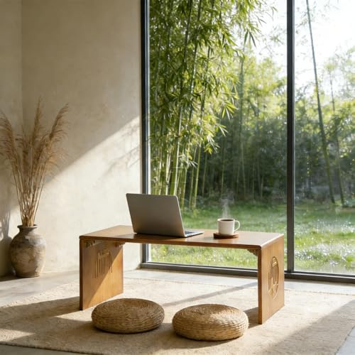 Japanischer Bodentisch Klappbarer Altartisch Niedriger Couchtisch Für Sitzen Auf Dem Boden,japanischer Meditationstisch Tatami-Puja-Tisch Für Wohnzimmer, Esszimmer(80cm/31.5in)