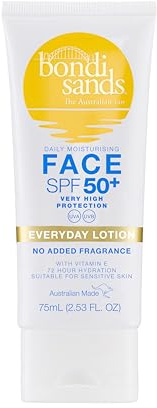 Bondi Sands Everyday Lotion - SPF/LSF 50+ Gesichtssonnenschutz - Inhalt: 75 ml - UVA-/UVB-Schutz - Mit Vitamin E - Für empfindliche Haut geeignet - 72h Feuchtigkeit