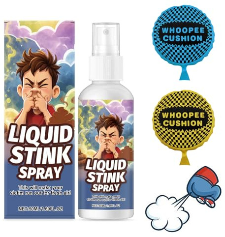 KEORHEZ Spray para pedos de 50 ml, incluye 2 cojines para pedos, grandes, ruidosos, el olor es persistente, artículo de broma, adecuado para Halloween, bromas y fiestas divertidas