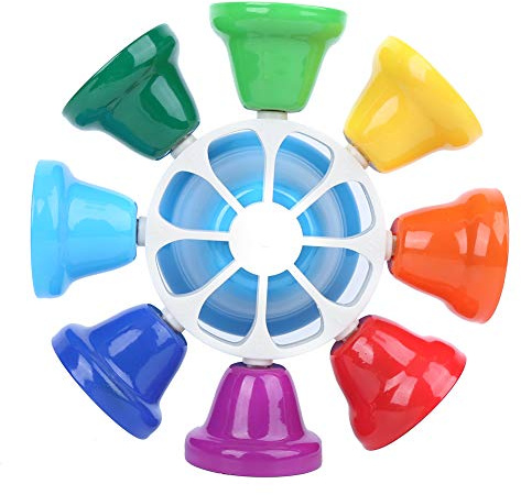 SENECESLI Langlebiges Handglocken-Set mit 8 Tönen für das Musiklernen von Kindern, C-Dur 8 Töne, Klarer Klang, Inklusive Kunststoffstab, Geeignet für den Musikunterricht, Rot, Orange, Gelb, Grün