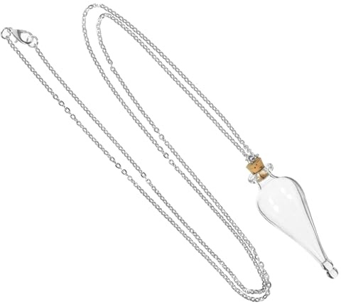 SOESFOUFU Mini Sealing Bottles Glass Bottle with Chain Small Glass Pendant Silver Decoration Hold Small Items Collecting Souvenirs Travel