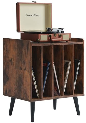 ACAZA Vinylmöbel – für Plattenspieler – 56,5 x 39 x 66 cm – Vintage Braun – Holzdesign – Vinyl-Aufbewahrungssystem – LP-Ständer – Schallplattenregal – Plattenschrank