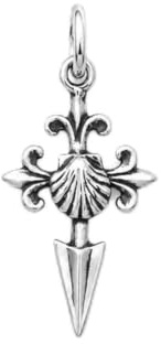 Inmaculada Romero IR Croix pendentif Pendentif Santiago en argent sterling 925 avec détail de coquille de pèlerin de 20 mm, Chemin de Saint-Jacques-de-Compostelle