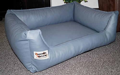 Hundebettenmanufaktur Hundebett Hundesofa Schlafplatz Kunstleder Similpelle Farbe und Größe wählbar von XS bis XXL (70 cm X 55 cm, grau)
