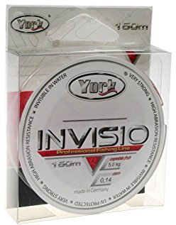 YORK Invisio Angelschnur 150m Spule 0,14mm-0,40mm Monofile Schnur Fluorocarbon beschichtet (0,02€/m) (0,14mm/5kg)