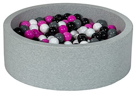 Velinda Piscine a balles pour Enfant, Aire de Jeu + 300 balles (Couleurs des balles: Noir, Blanc, Rose,Gris)