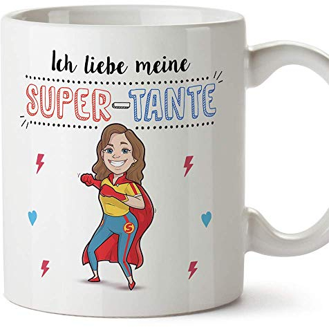 Mugffins Tante Tasse/Becher/Mug - Ich Liebe Meine Super-Tante - Schöne und lustige Kaffeetasse als Geschenkidee für Tanten. Keramik 350 ml