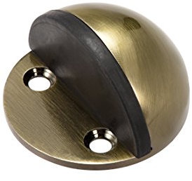 sourcingmap Stainless Steel Floor Door Stopper with Rubber Bumper Adhesive/Screw Mounted Brass Tone