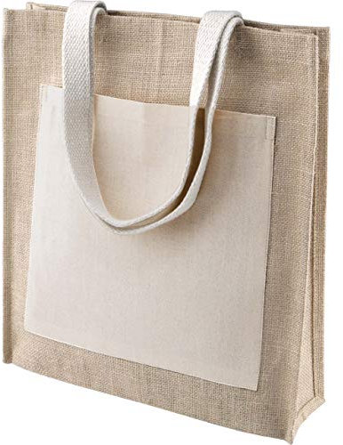 KiMood Tasche Shopping Toile de Jute Blanc