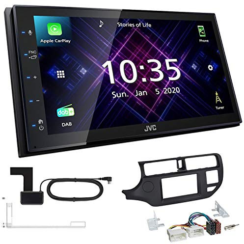 JVC KW-M565DBT 2-DIN Autoradio mit DAB Antenne passend für KIA Rio III 2011-2015 schwarz