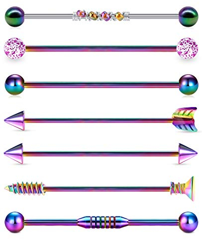 Briana Williams 6-7pcs Industrial Bar 14G Surgical Steel 38mm Industrial Barbell Cartilage Earring Piercing Jewelry